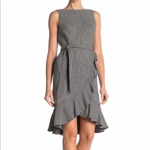 Calvin Klein check ruffle high/low dress
